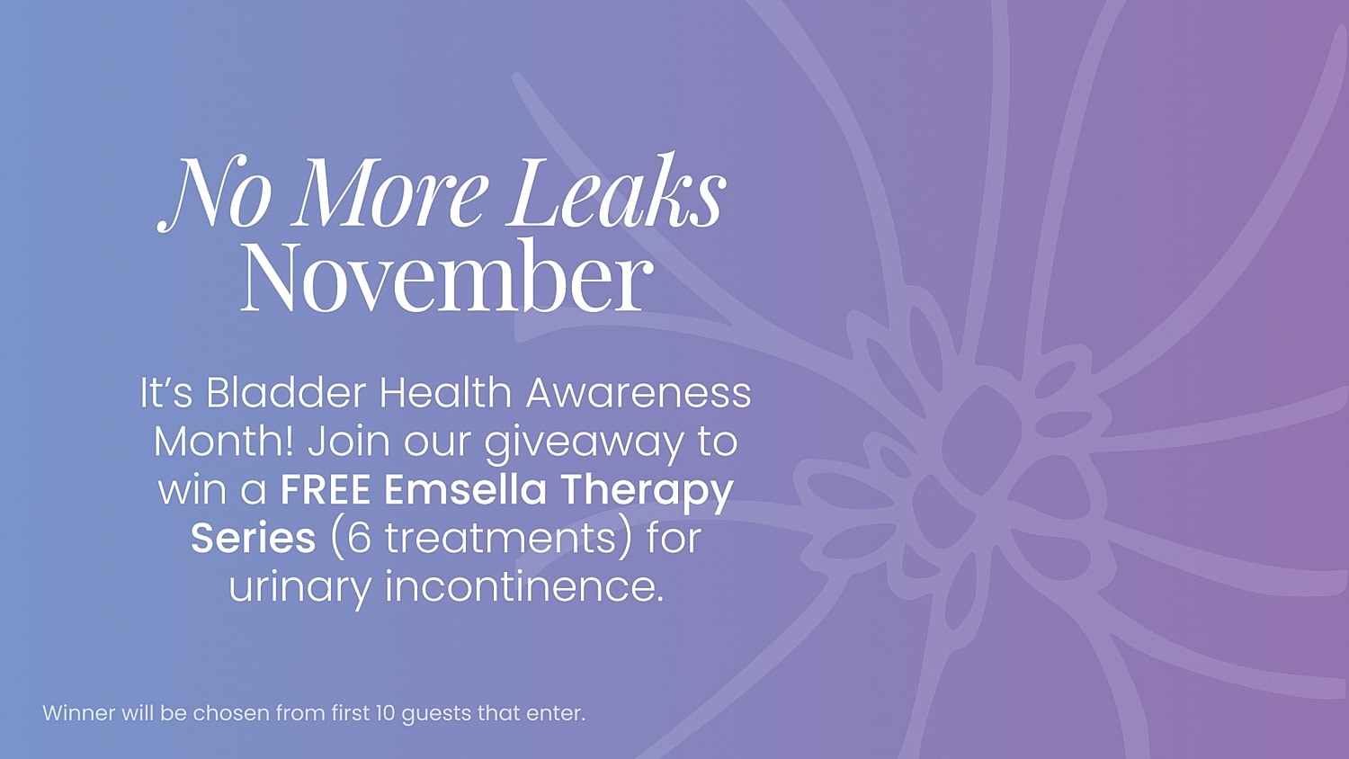 Bladder health awareness month giveaway announcement.