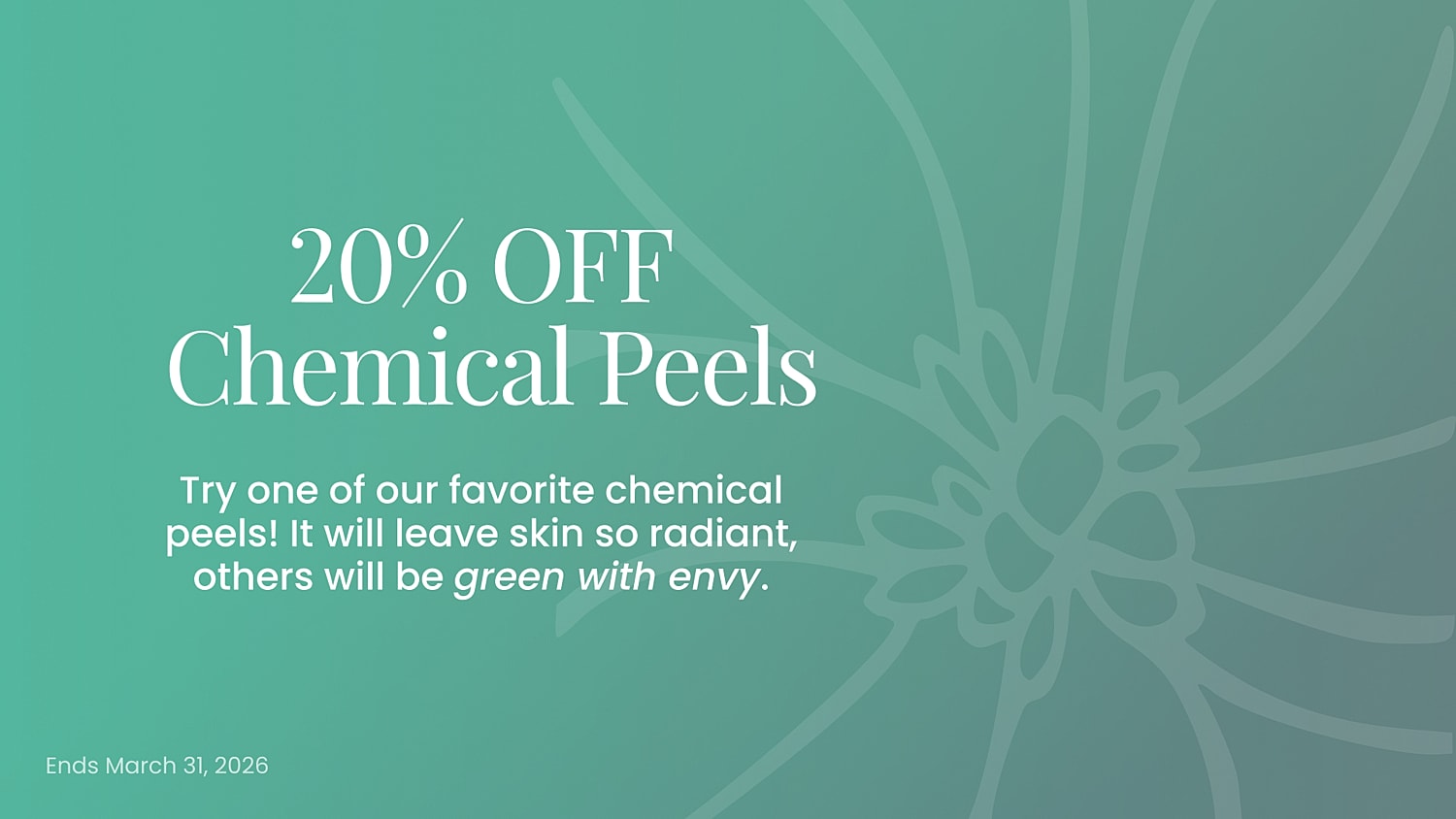 20% off chemical peels promotion graphic