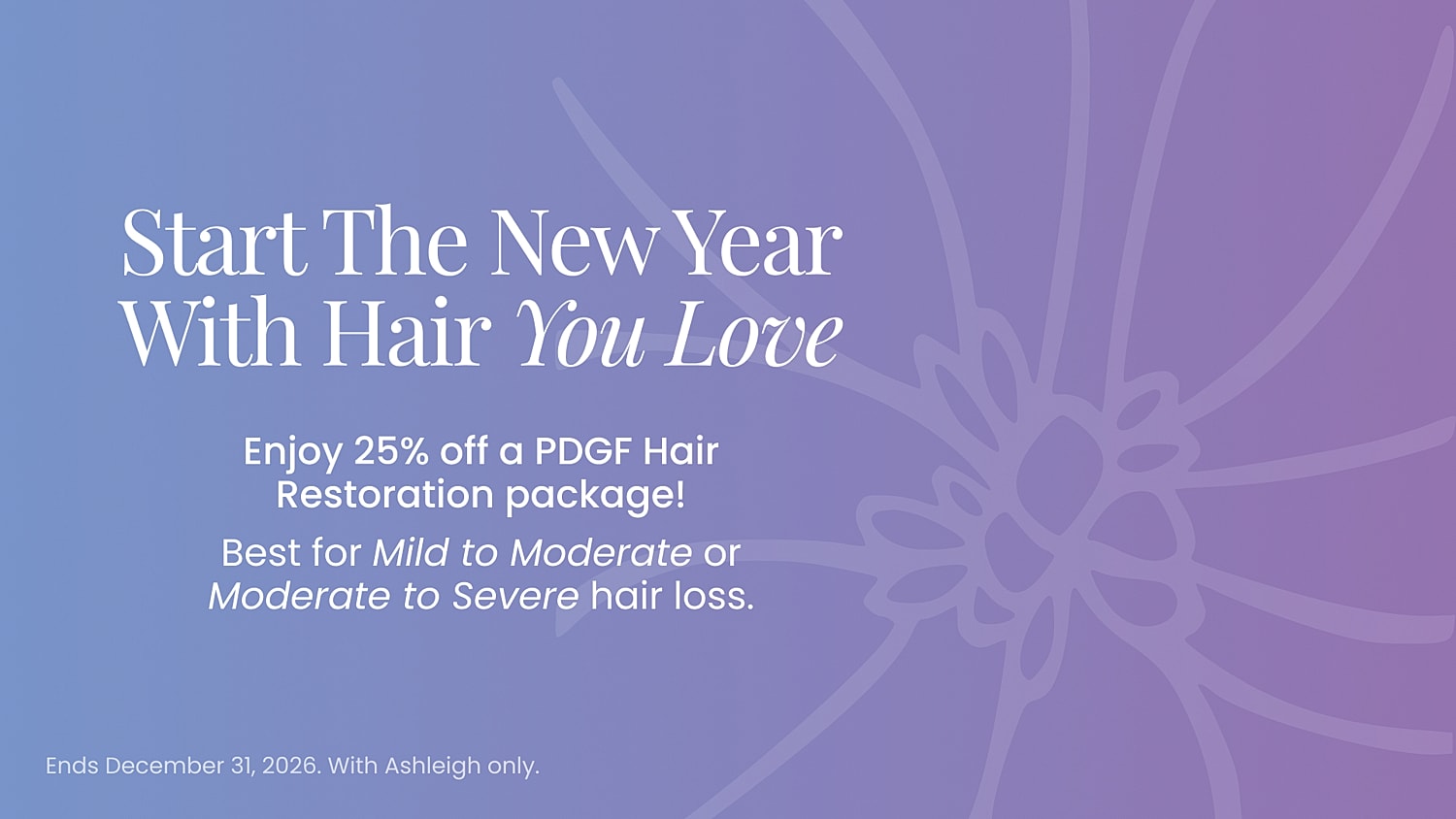 Promotional graphic for hair restoration discount offer.